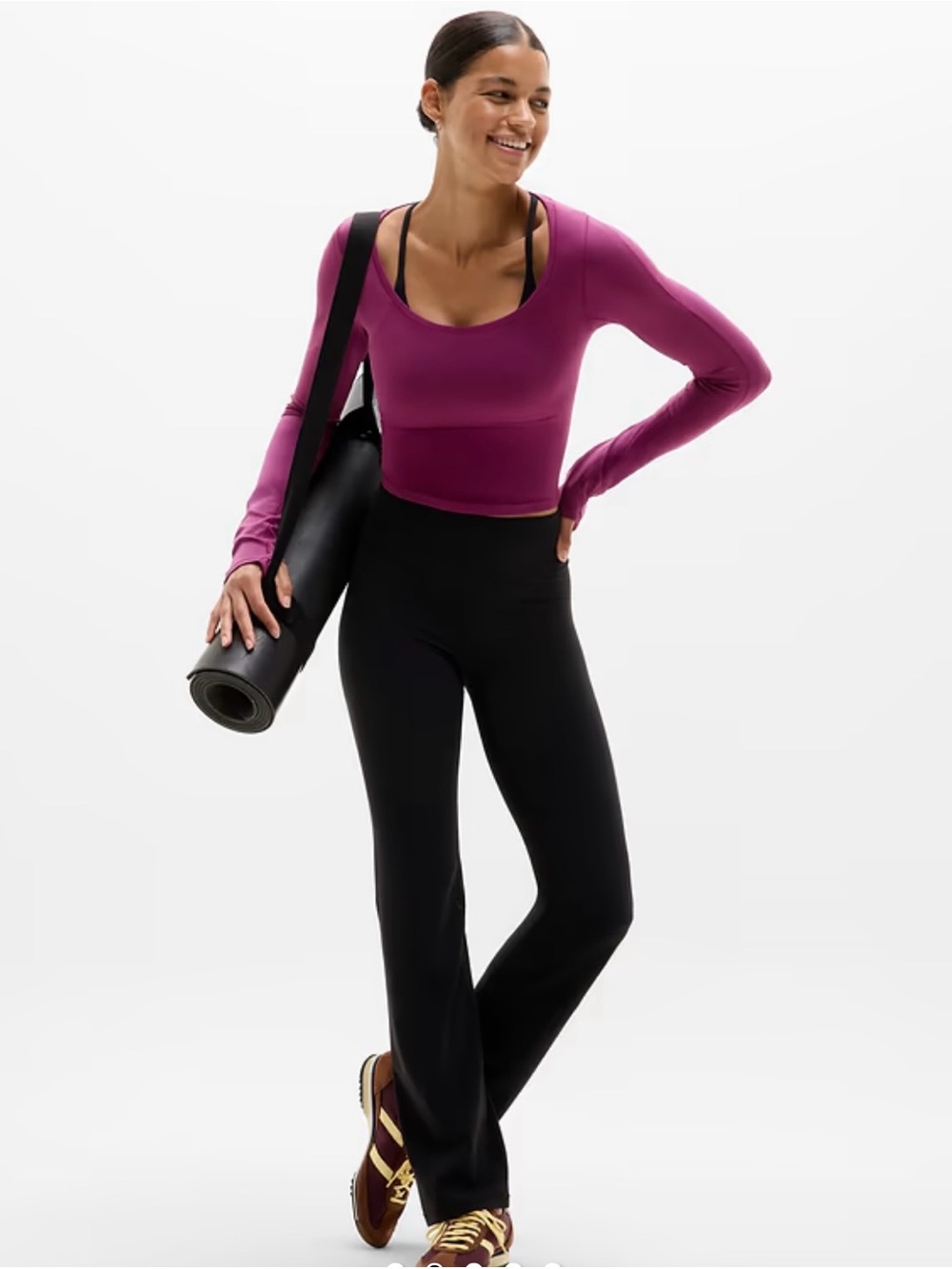 Athleta Long-Sleeve Crop Top in Deep Wine